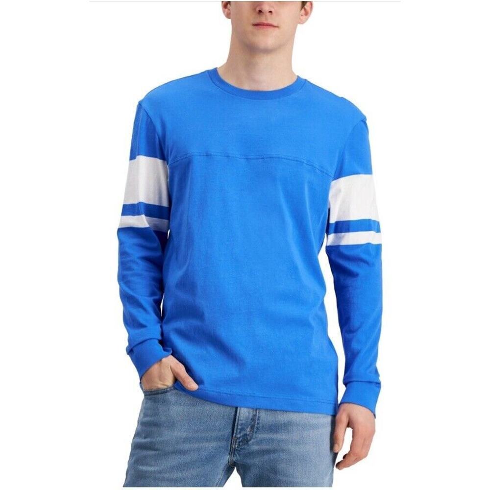 club room mens Football Long Sleeve T shirt Blue And White Size XL
